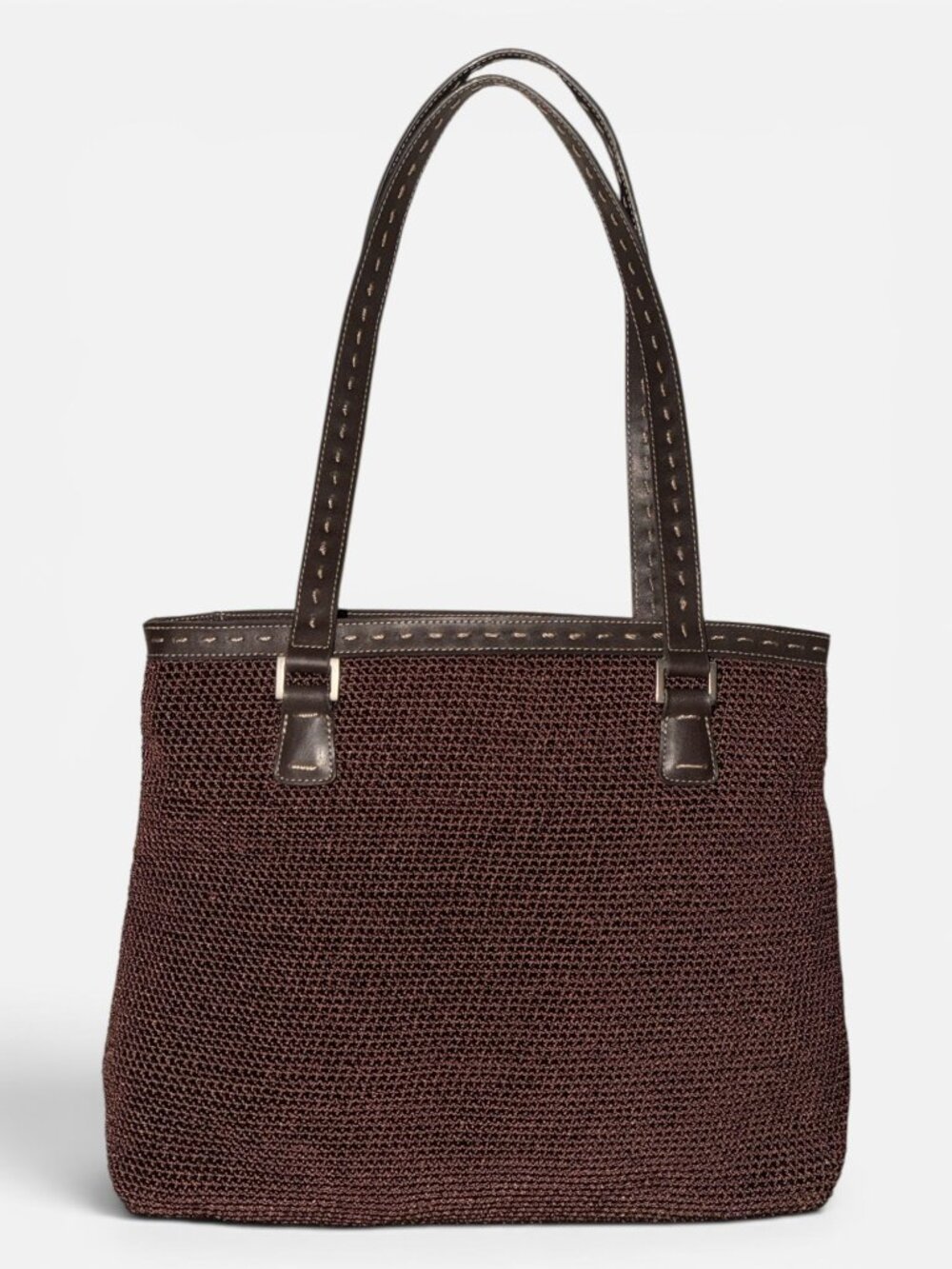 The Sak Shoulder Bag Brown Nylon Crochet Tote with Whipstitch Accent + Bag Charm - Picture 5 of 9